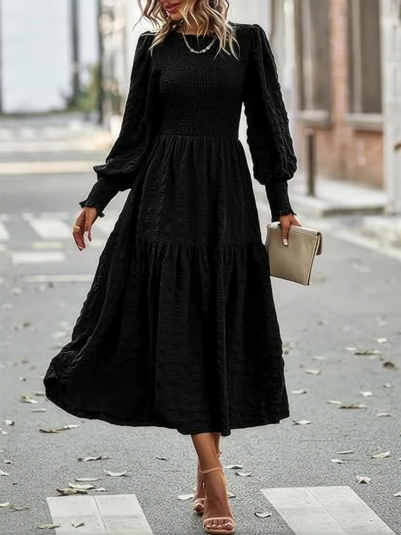 Abito bohémien con maniche a lanterna da donna