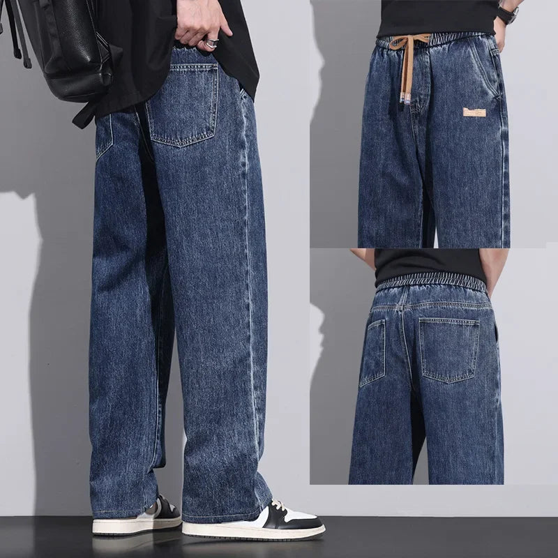 Pantaloni in denim a gamba larga da uomo