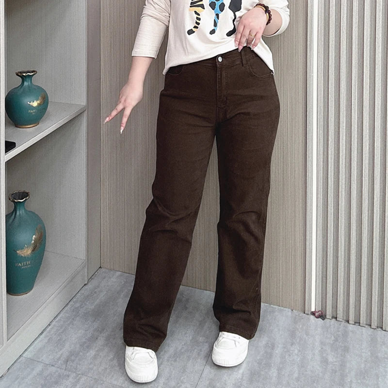 Jeans dritti a vita alta taglie forti