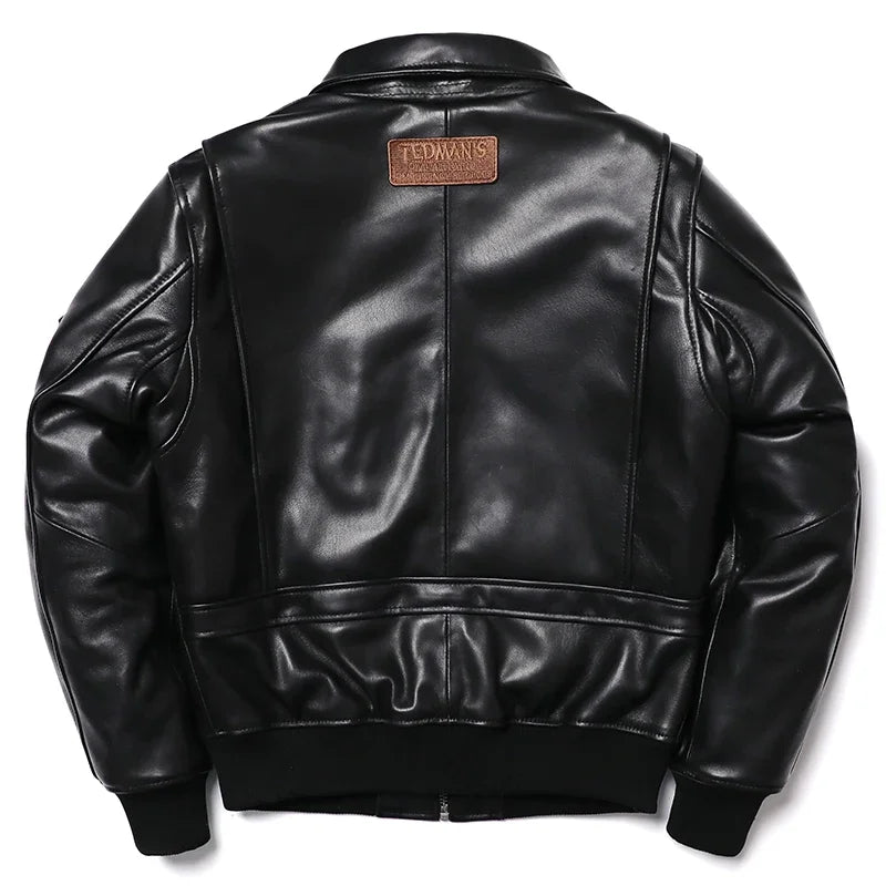 Giacca da pilota in pelle di pecora da uomo