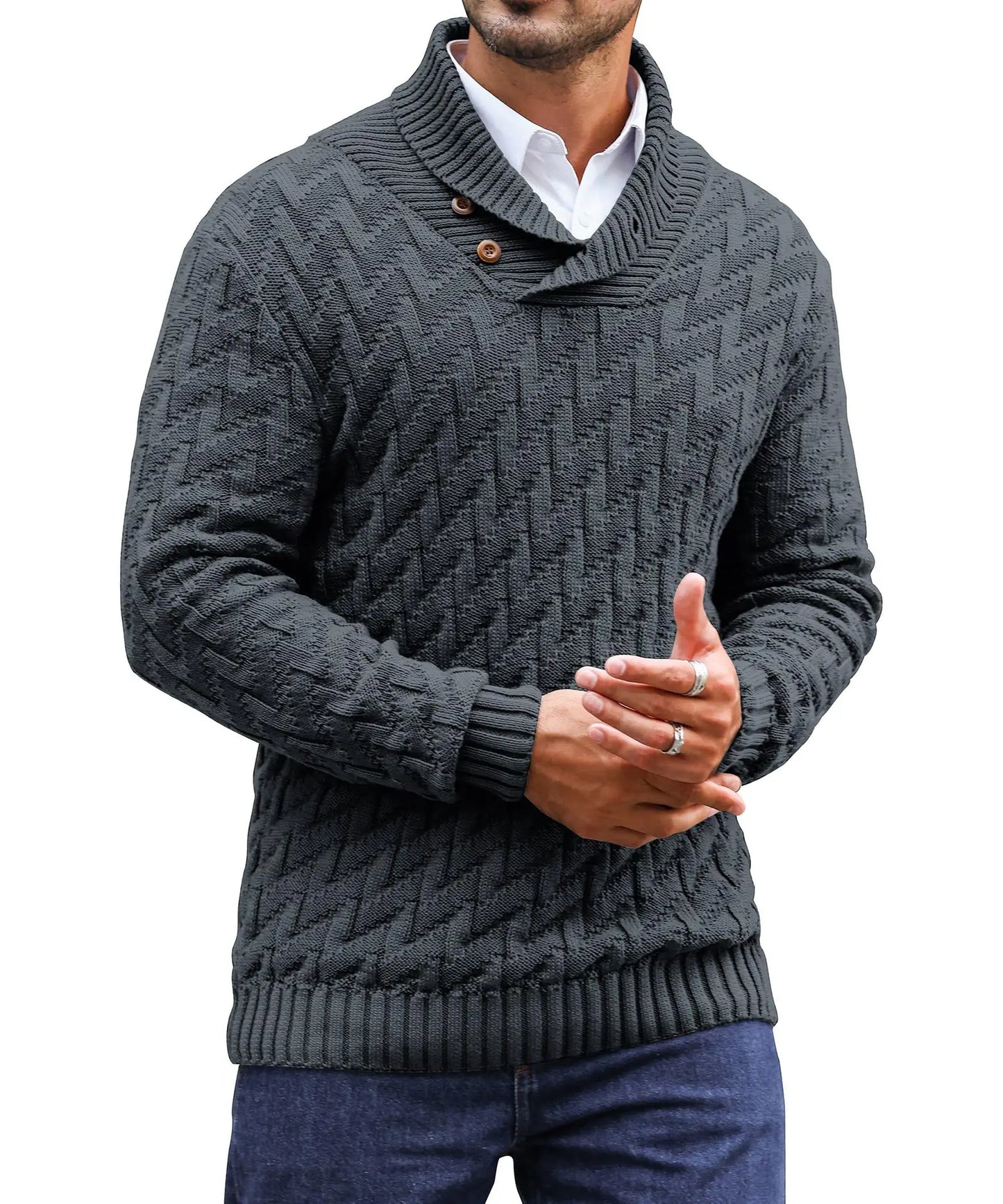 Maglione con collo a scialle da uomo