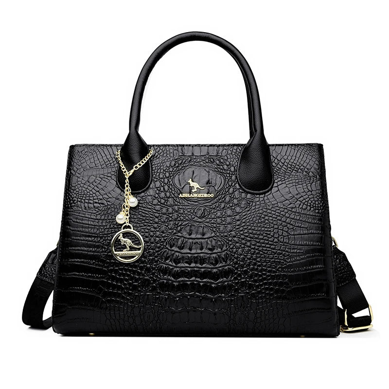 Borsa a mano di lusso da donna con motivo coccodrillo