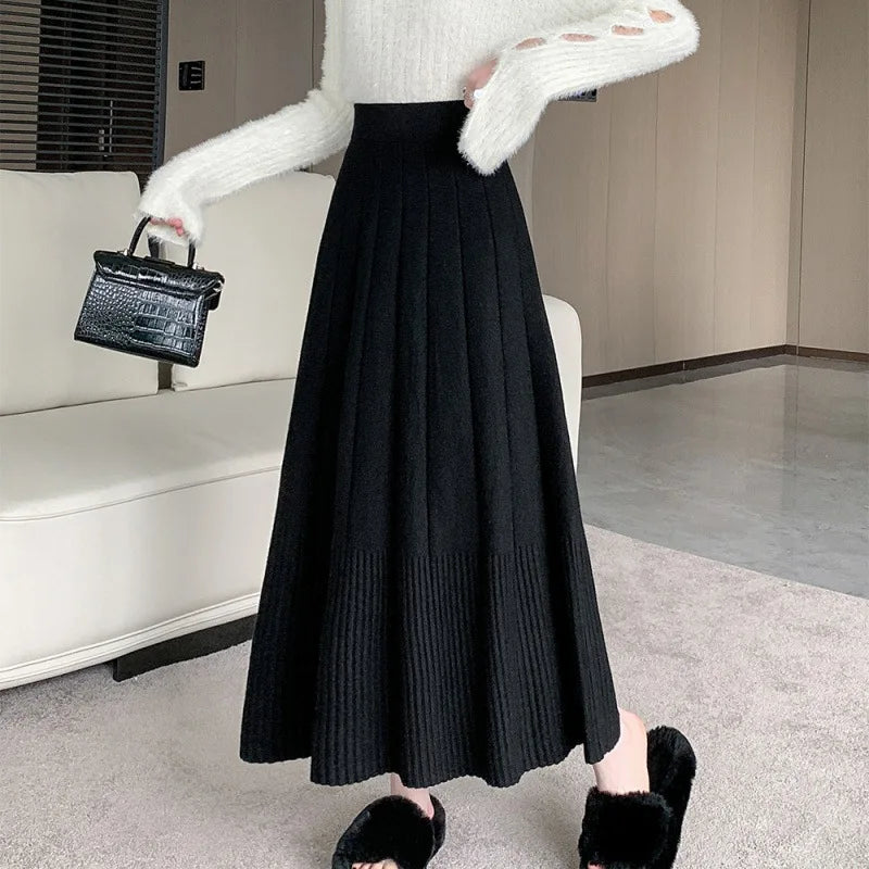 Gonna a vita alta in maglia taglie forti