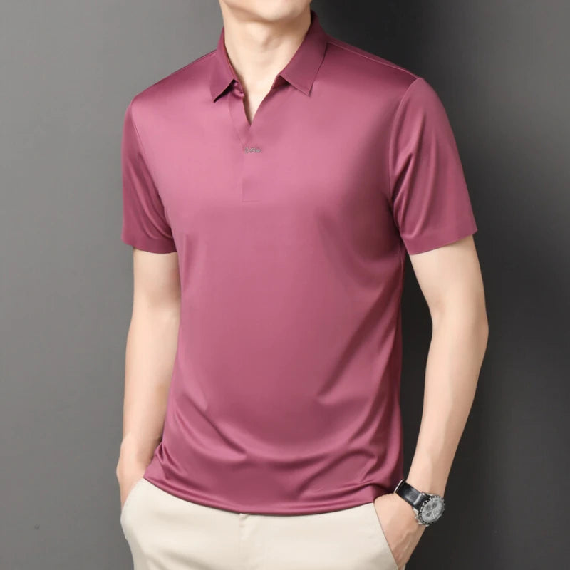 Polo elasticizzata con scollo a V da uomo