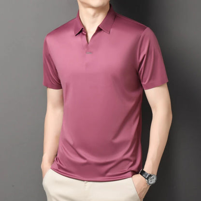 Polo elasticizzata con scollo a V da uomo