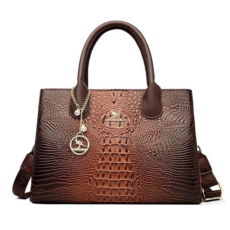 Borsa a mano di lusso da donna con motivo coccodrillo