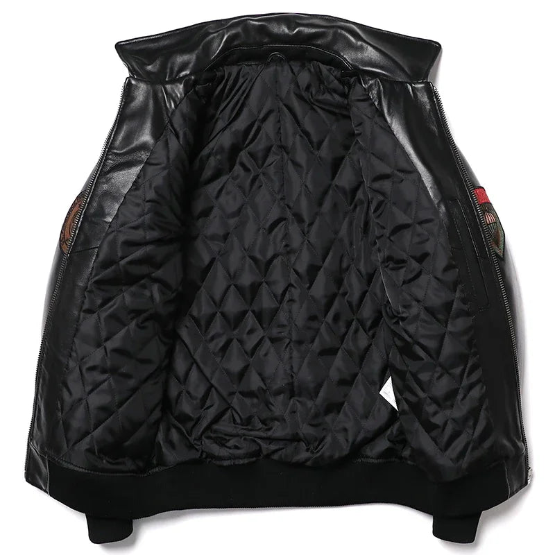 Giacca da pilota in pelle di pecora da uomo