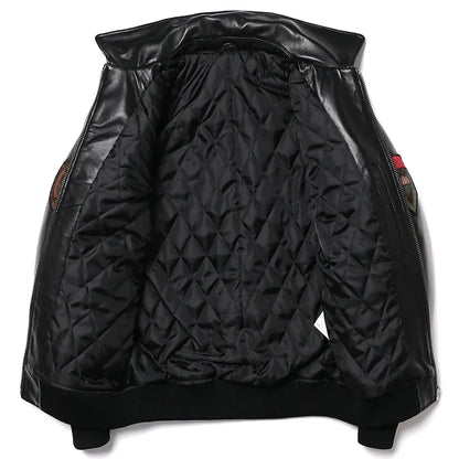 Giacca da pilota in pelle di pecora da uomo