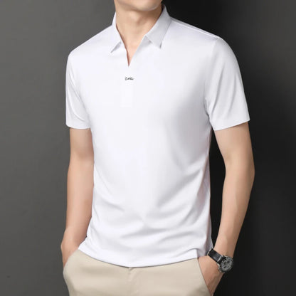 Polo elasticizzata con scollo a V da uomo