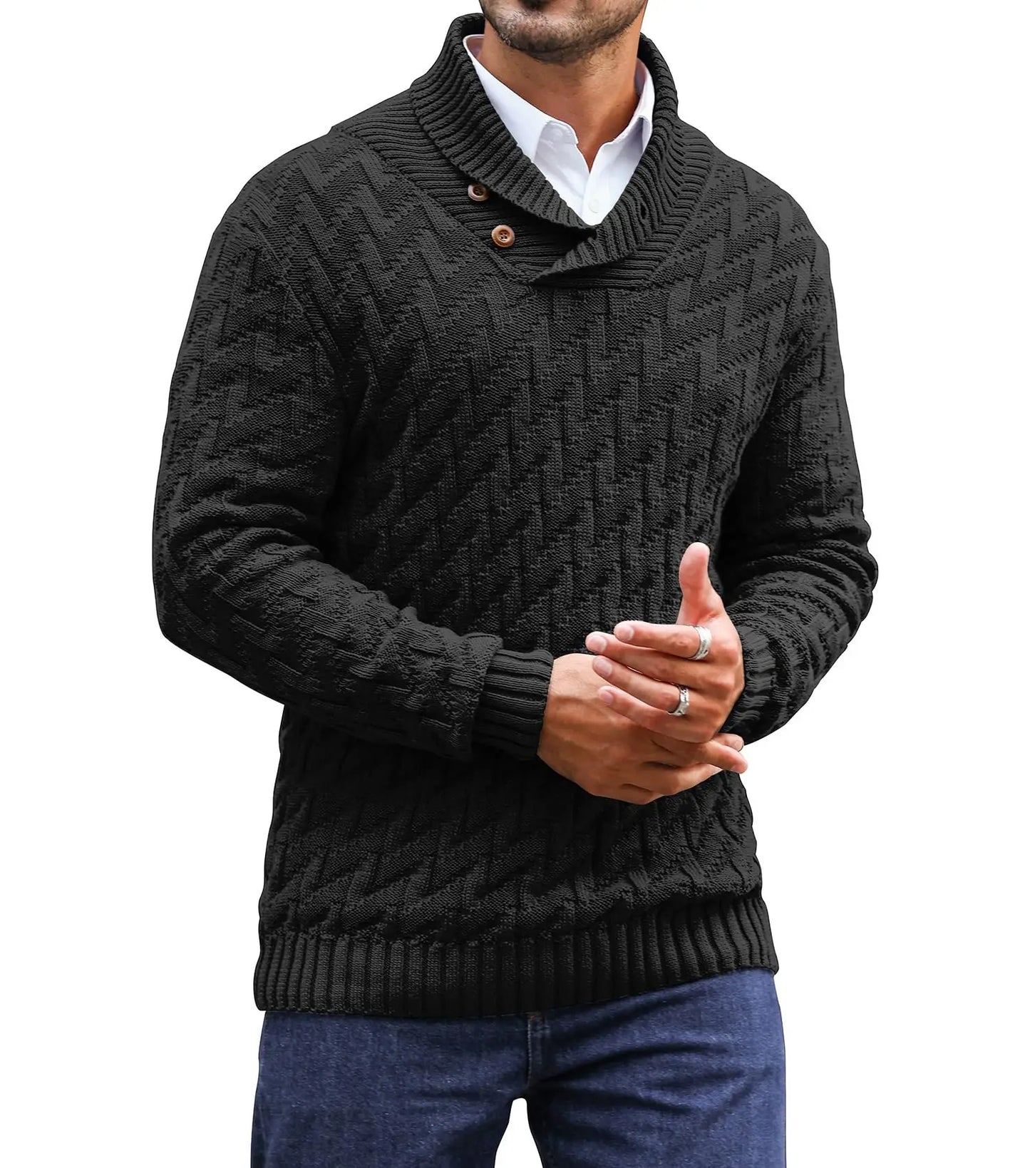 Maglione con collo a scialle da uomo