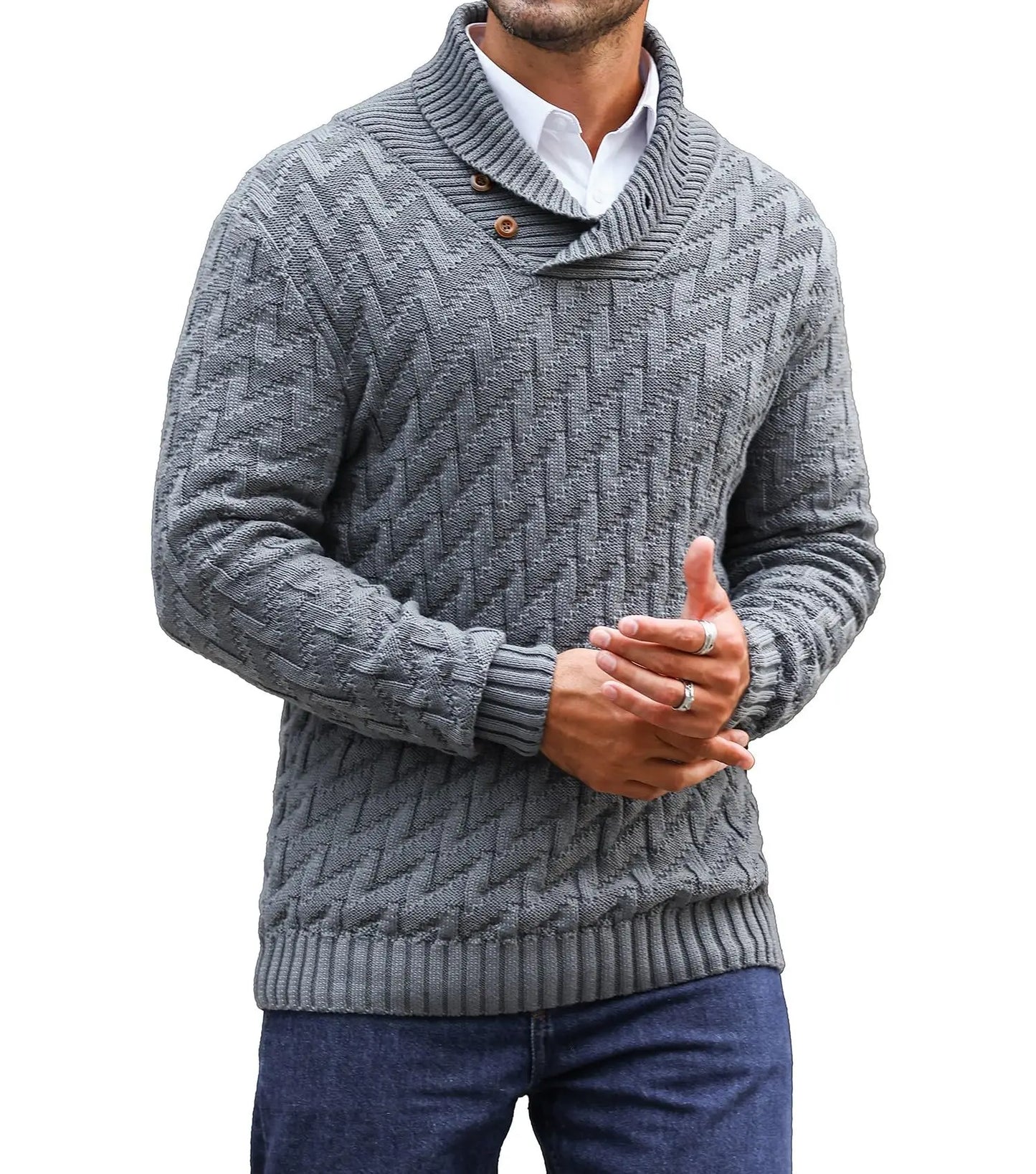 Maglione con collo a scialle da uomo