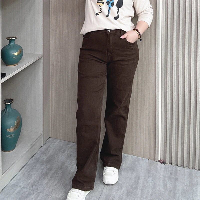 Jeans dritti a vita alta taglie forti