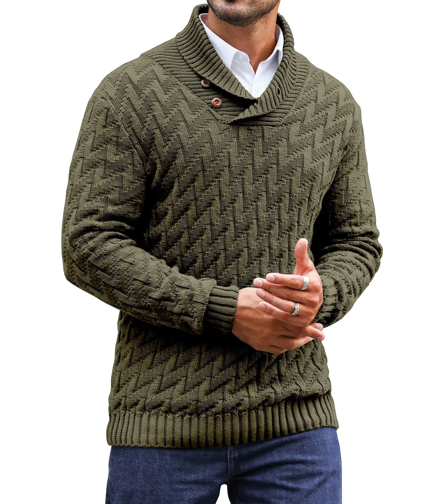 Maglione con collo a scialle da uomo