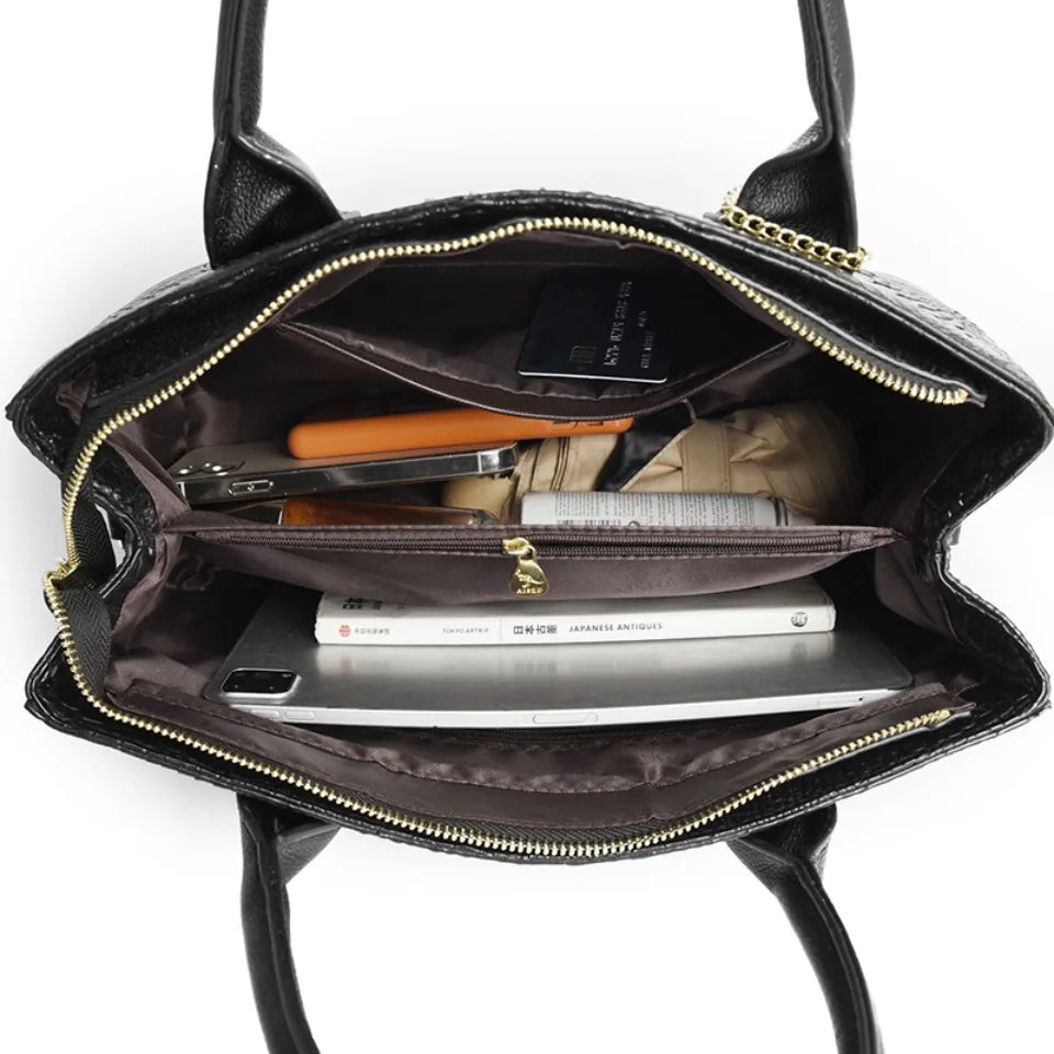 Borsa a mano di lusso da donna con motivo coccodrillo