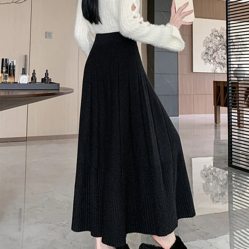 Gonna a vita alta in maglia taglie forti