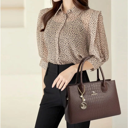 Borsa a mano di lusso da donna con motivo coccodrillo