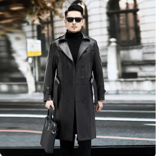 Trench in pelle da uomo