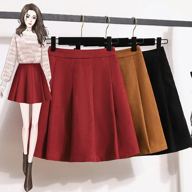 Gonna a trapezio a vita alta e spessa da donna