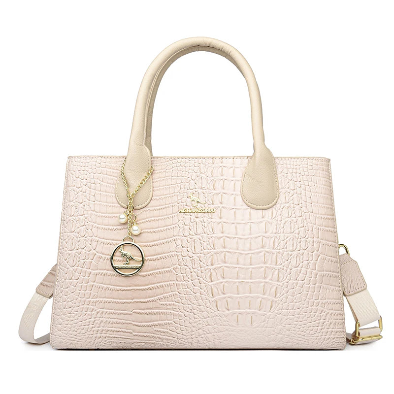 Borsa a mano di lusso da donna con motivo coccodrillo