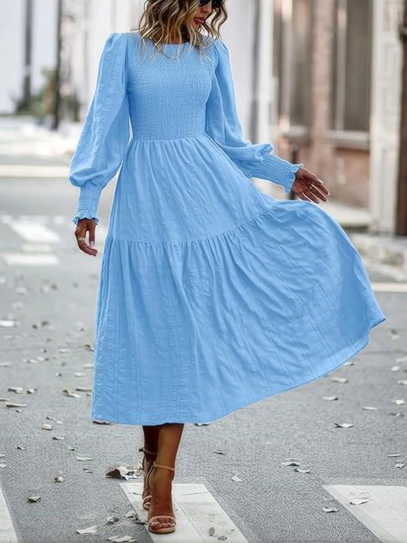 Abito bohémien con maniche a lanterna da donna