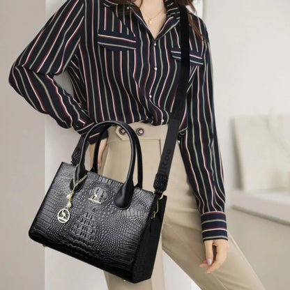Borsa a mano di lusso da donna con motivo coccodrillo