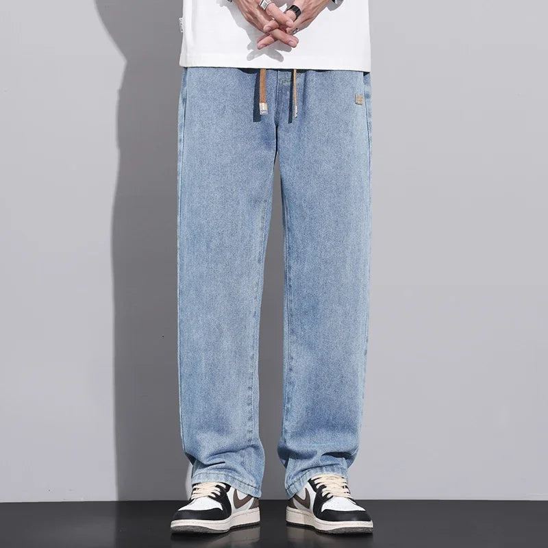 Pantaloni in denim a gamba larga da uomo