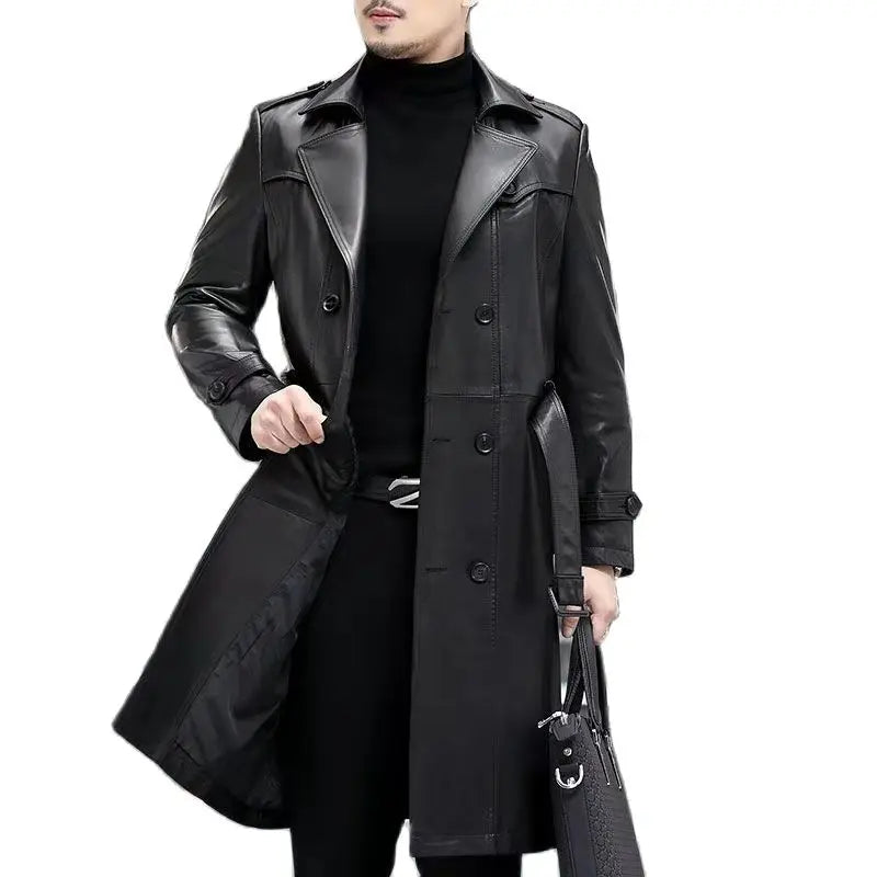 Trench in pelle da uomo